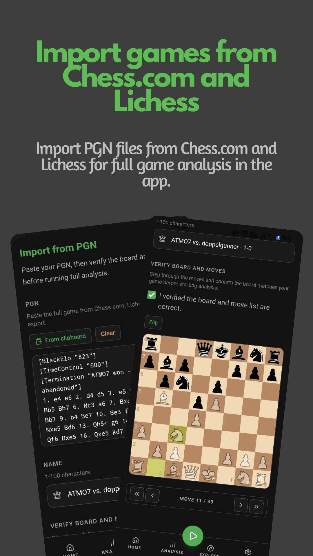 Import games from Chess.com and Lichess